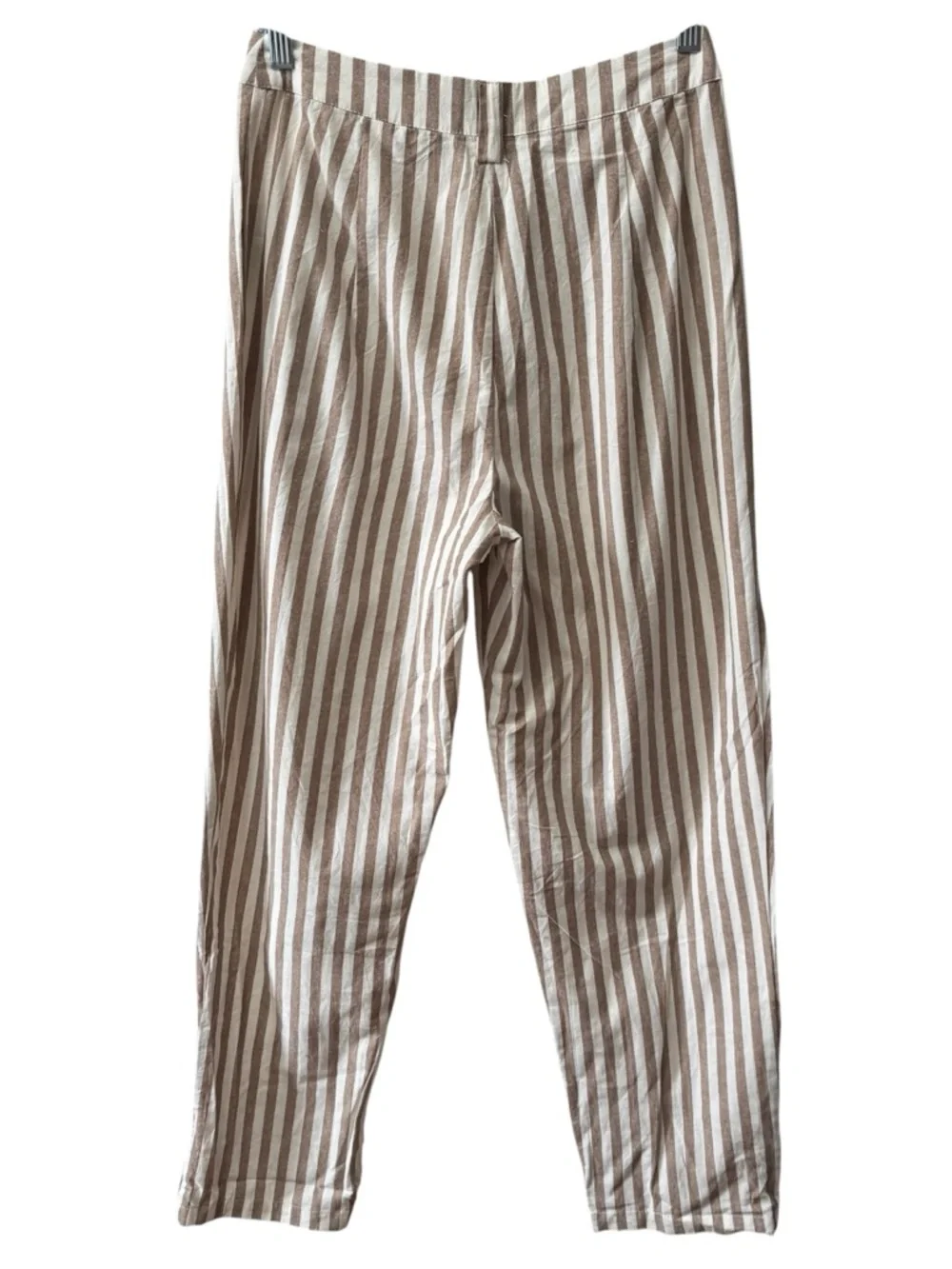 Nasty Gal striped tapered trouser off white/tan 100% cotton Size 4 - Picture 2 of 10